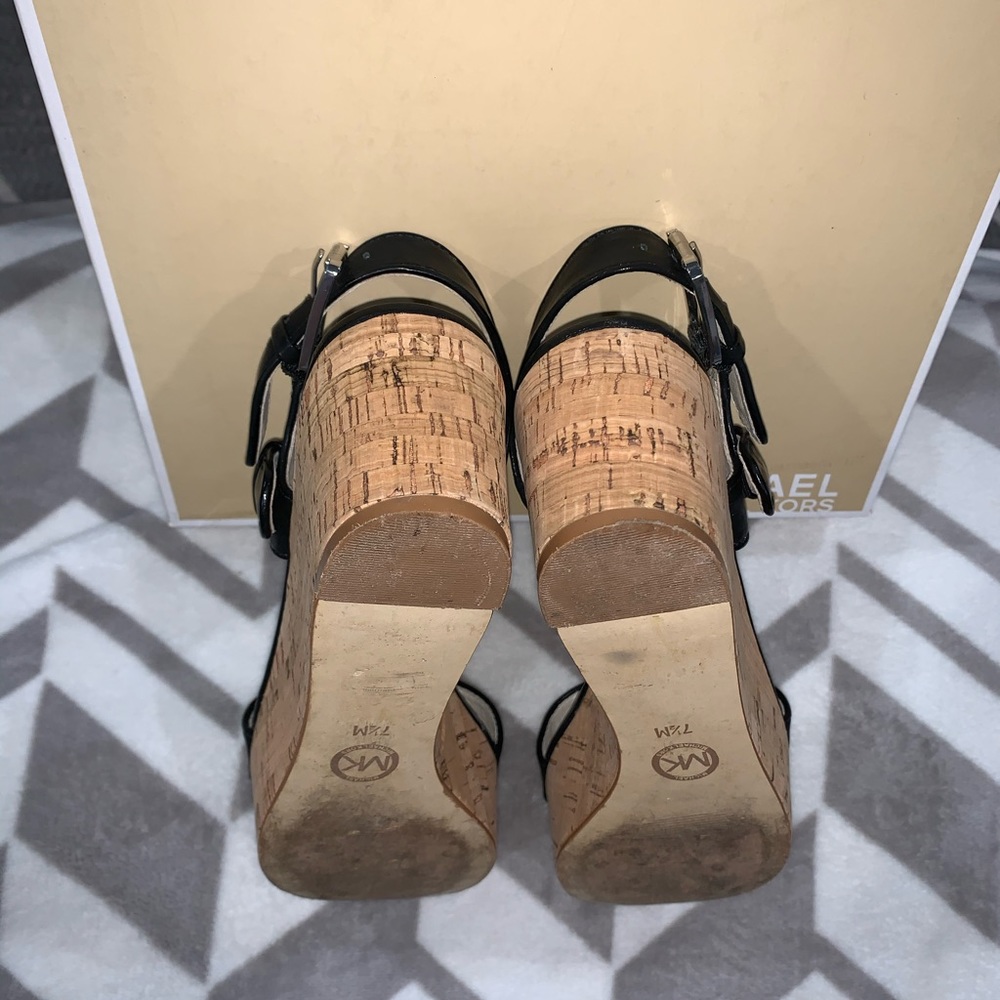 Michael Kors Black Leather Cork Wedge - Picture 7 of 8